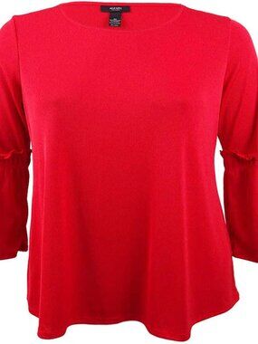 Alfani Womens Plus Bell Sleeves Pull Over Knit Top